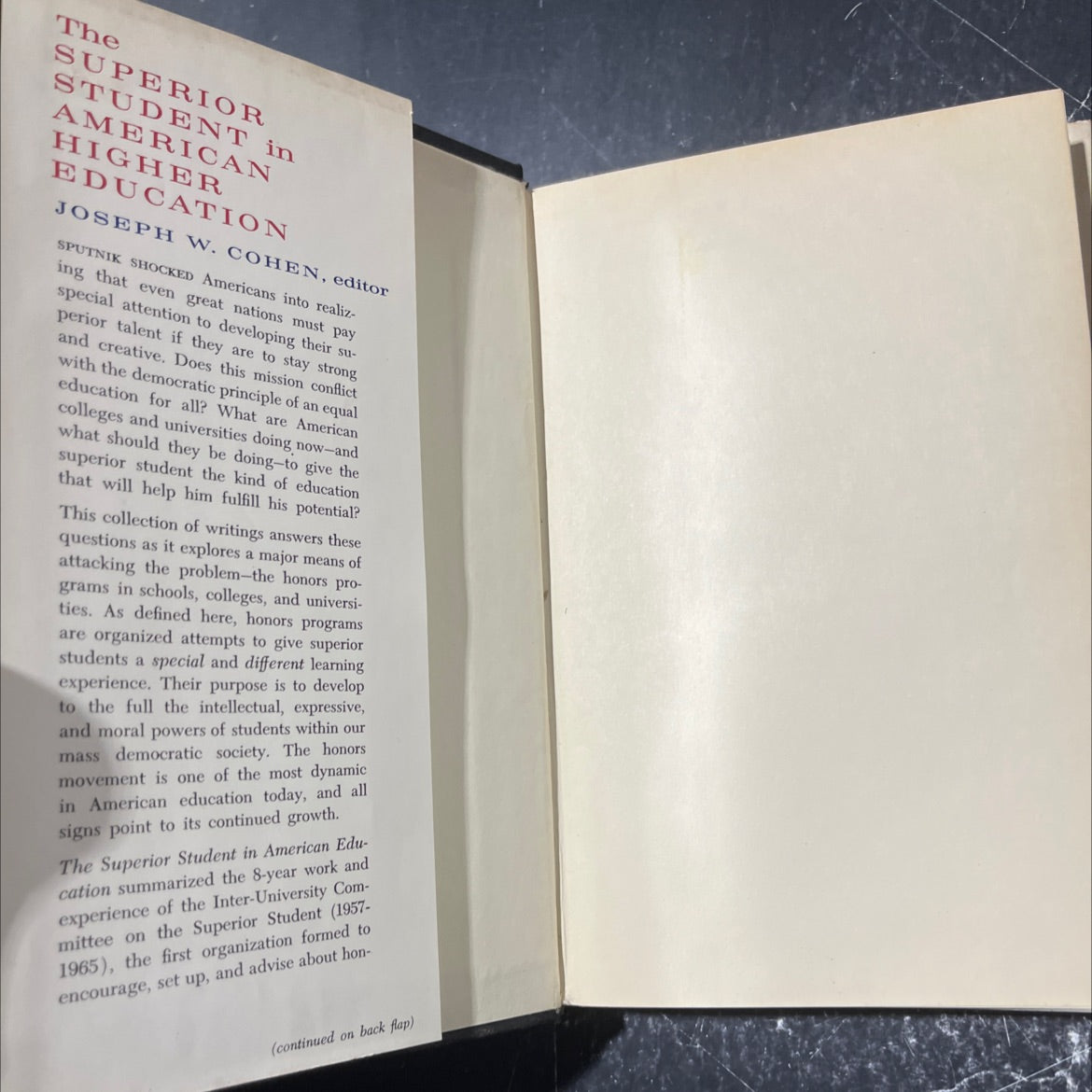 the superior student in american higher education book, by Joseph W. Cohen, 1966 Hardcover image 4