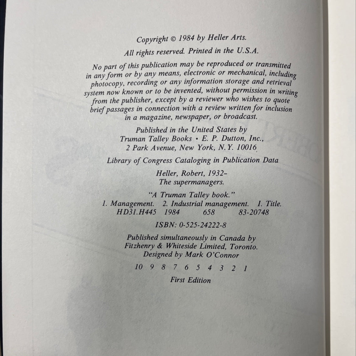 the supermanagers book, by Robert Heller, 1984 Hardcover image 3