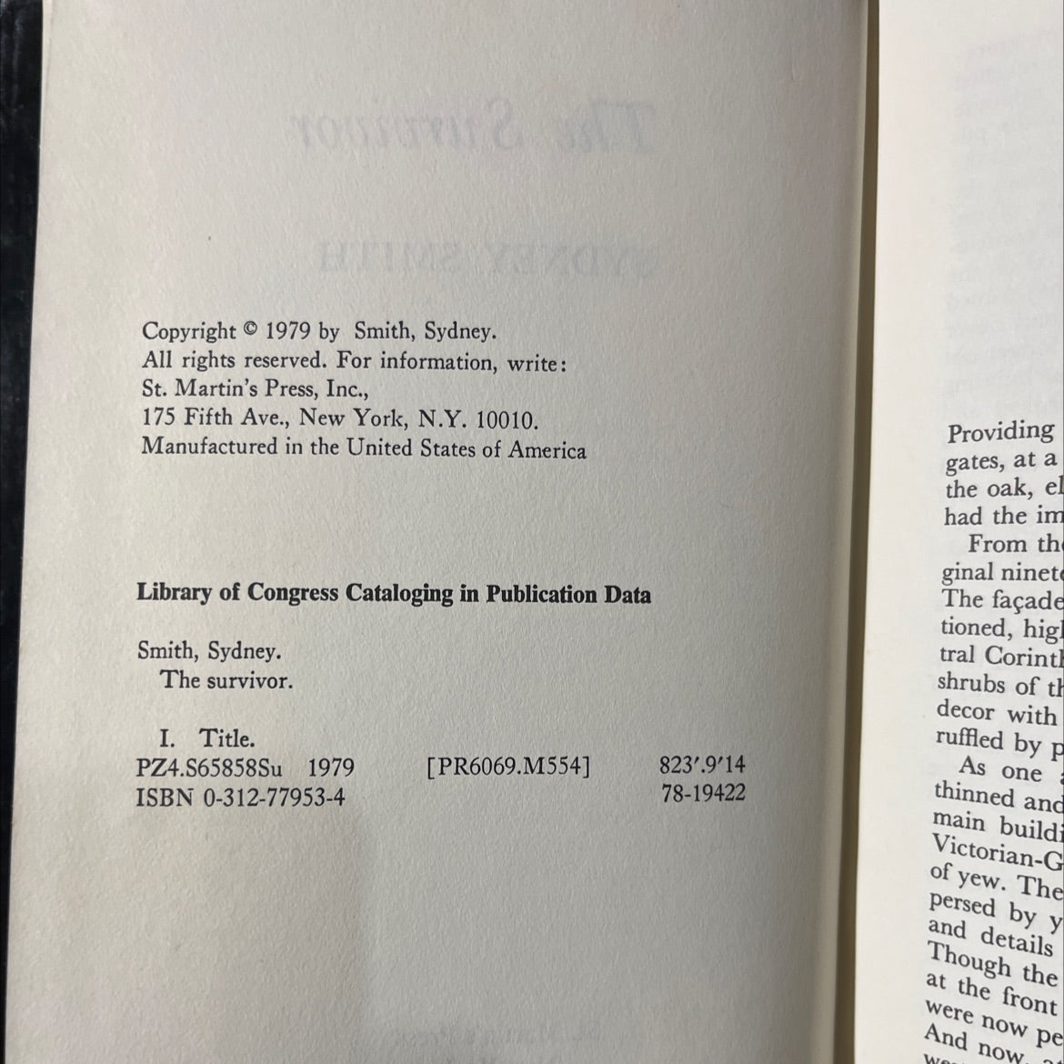 the survivor book, by Sydney Smith, 1979 Hardcover image 3