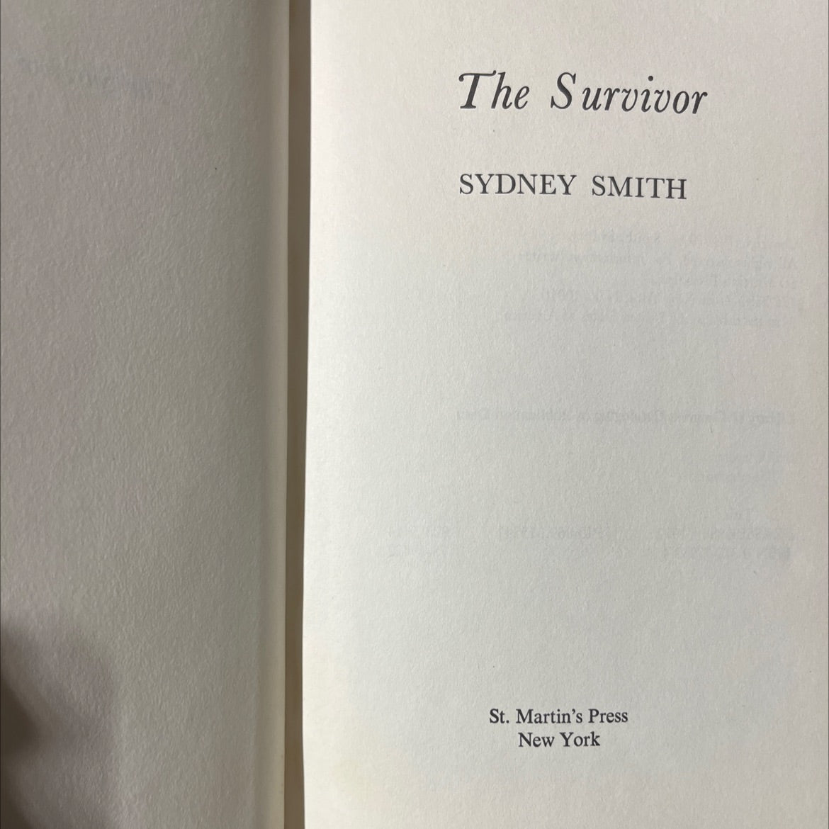 the survivor book, by Sydney Smith, 1979 Hardcover image 2