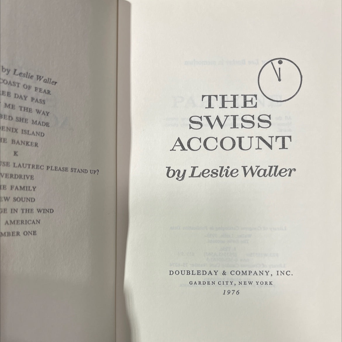 the swiss account book, by Leslie Waller, 1976 Hardcover image 2