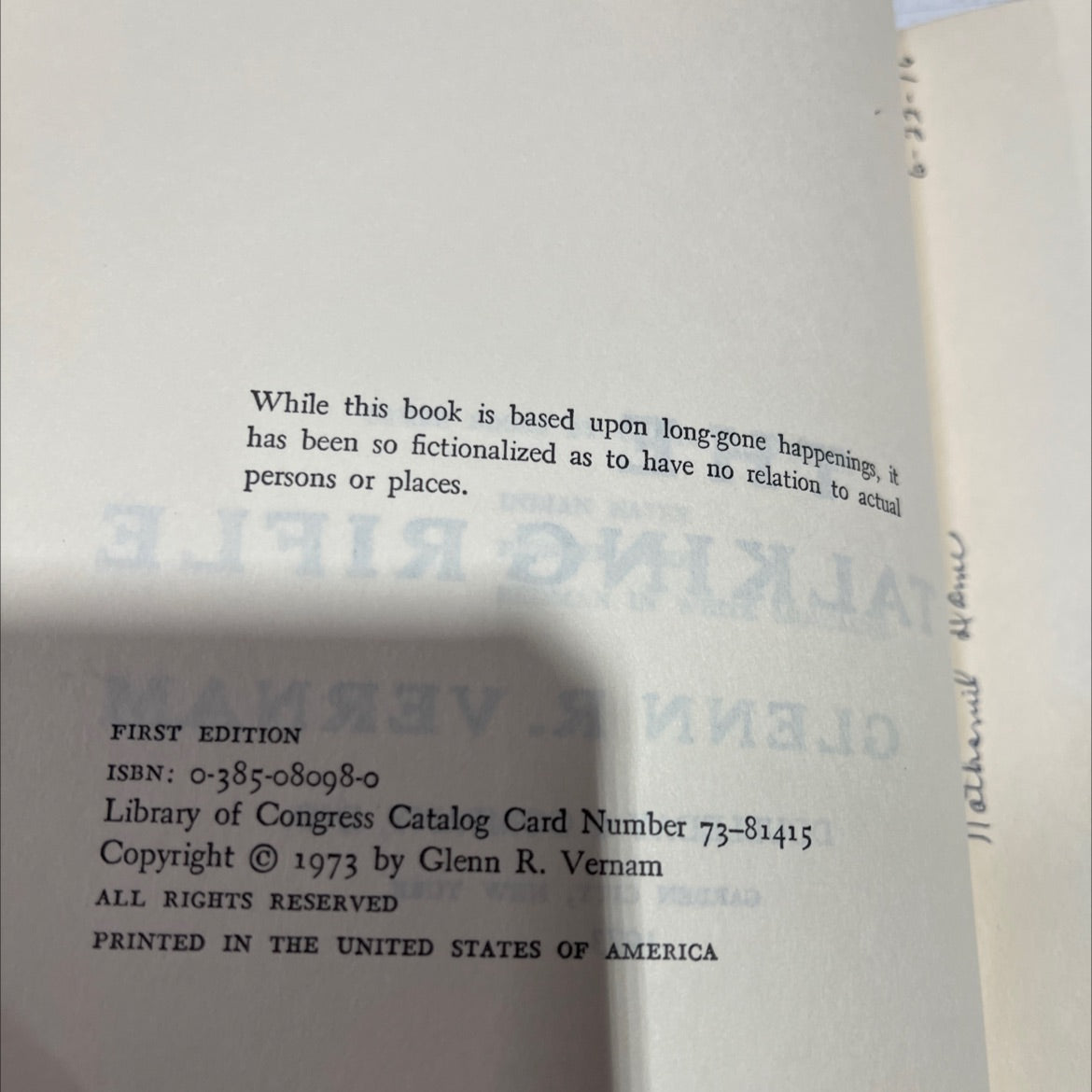 the talking rifle book, by glenn r. vernam, 1973 Hardcover image 3