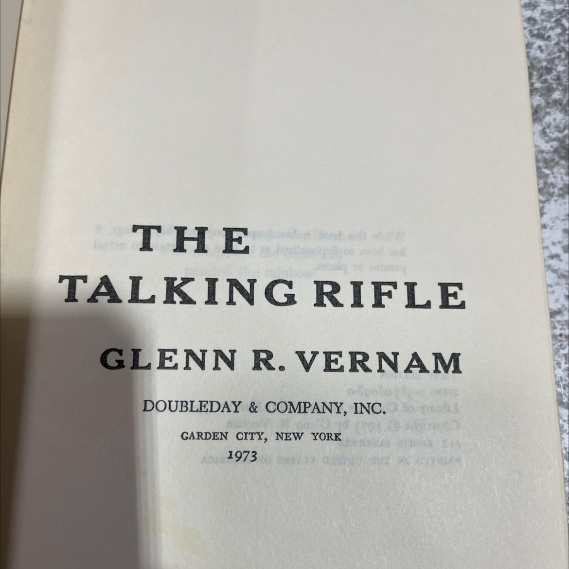 the talking rifle book, by glenn r. vernam, 1973 Hardcover image 2