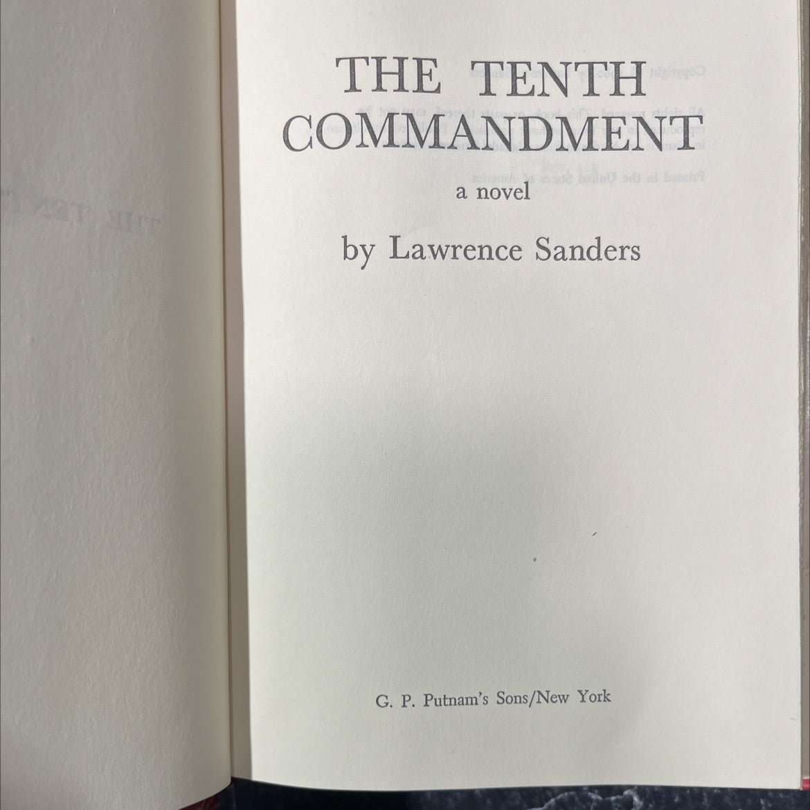 the tenth commandment book, by lawrence sanders, 1980 Hardcover image 2