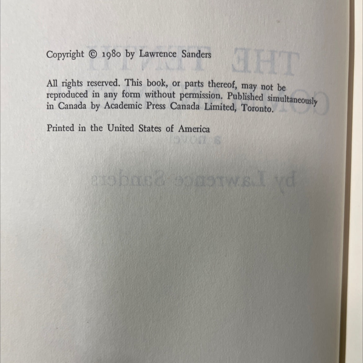 the tenth commandment book, by lawrence sanders, 1980 Hardcover image 3