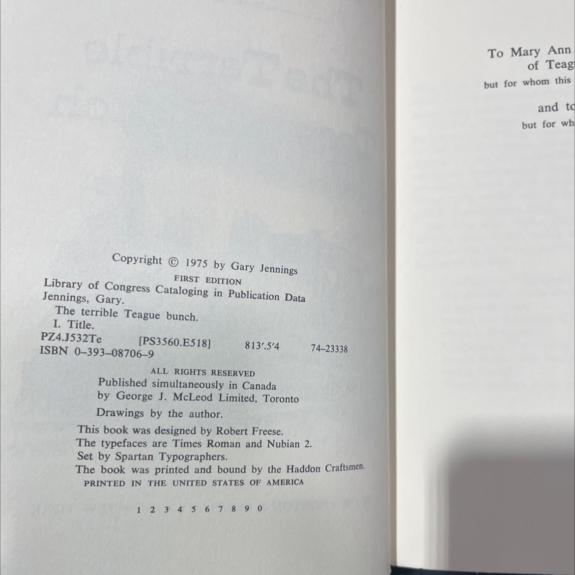 the terrible teague bunch book, by Gary Jennings, 1975 Hardcover image 3