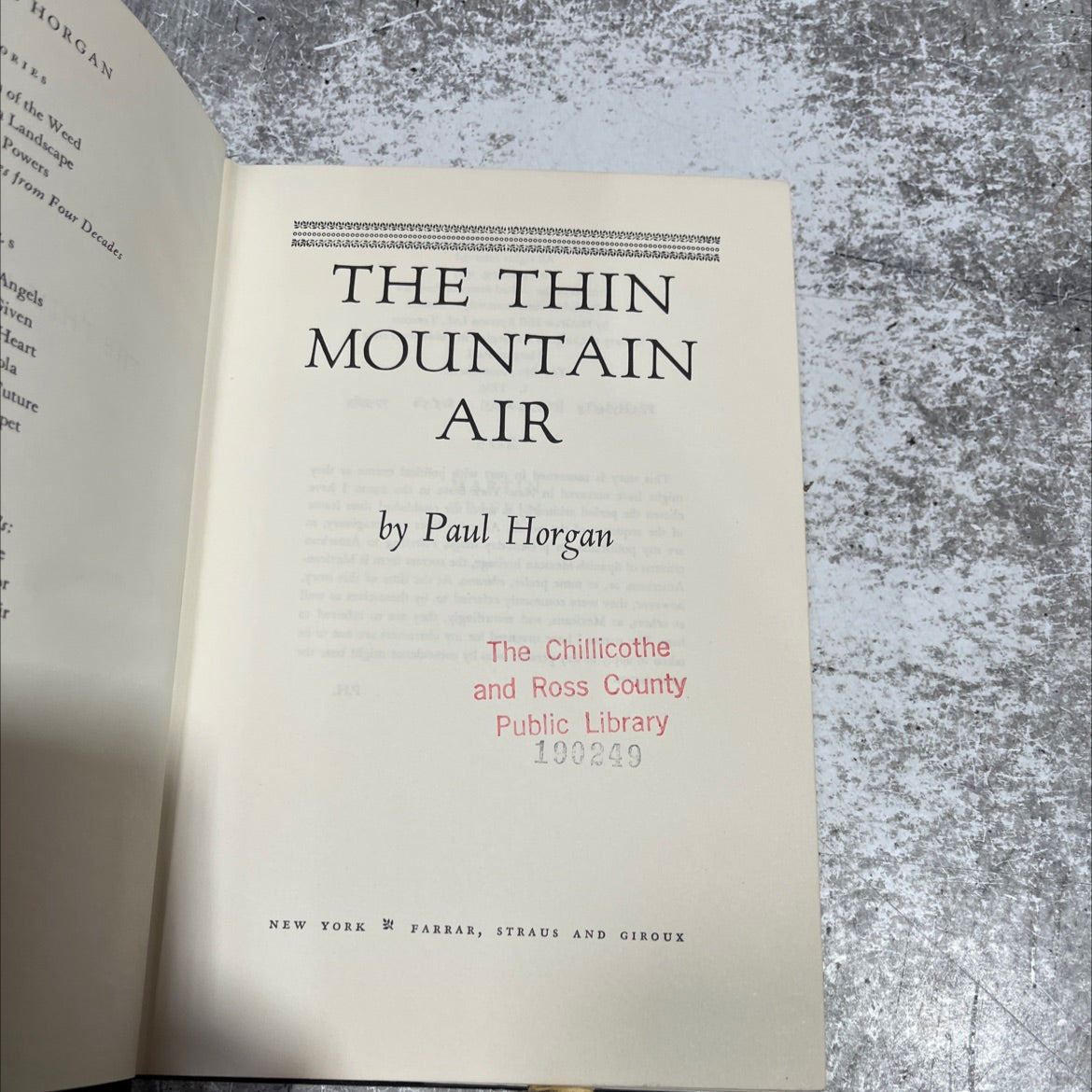 the thin mountain air book, by Paul Horgan, 1977 Hardcover image 2