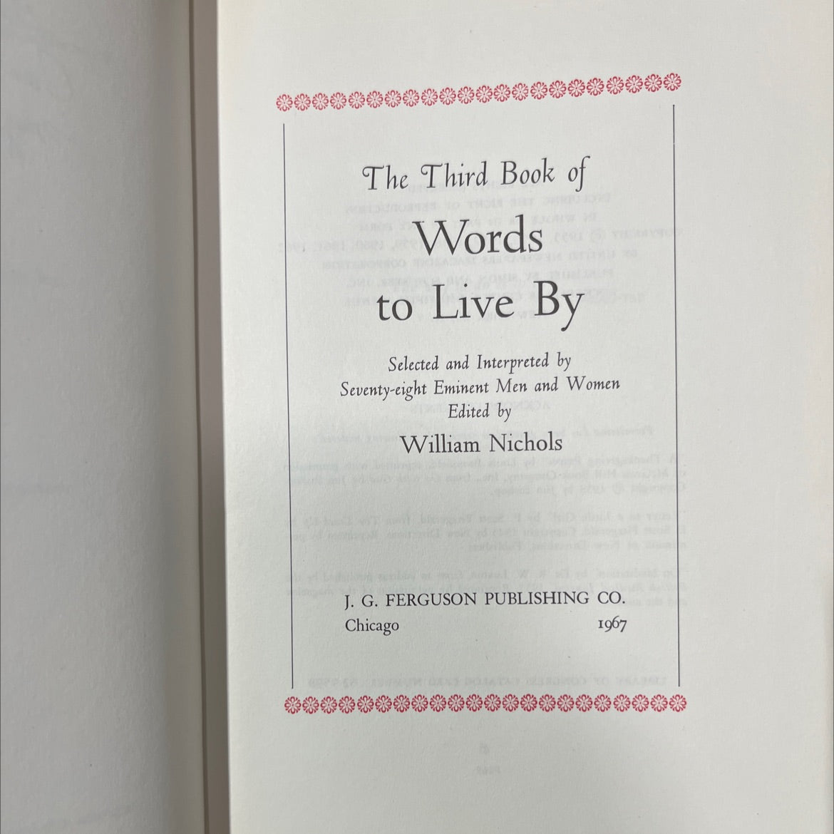 the third book of words to live by book, by unknown, 1967 Hardcover image 2