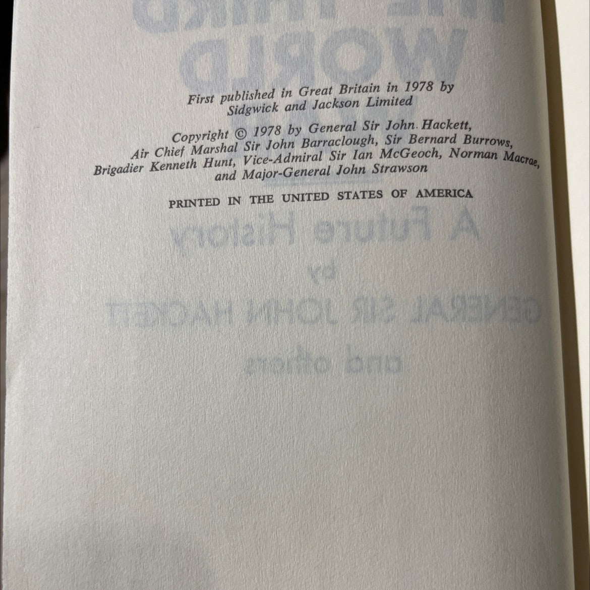 the third world war a future history book, by general sir john hackett and others, 1978 Hardcover image 3