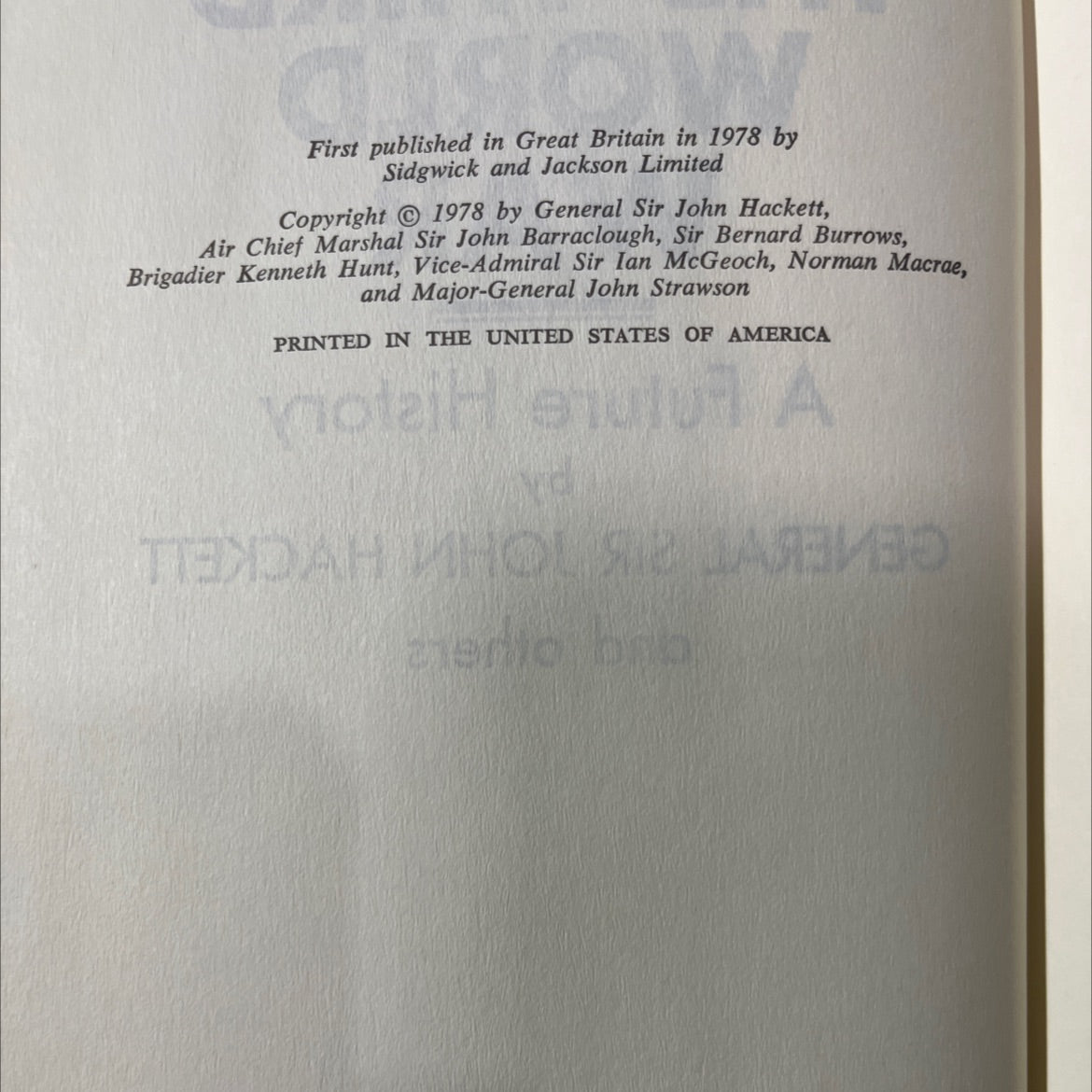 the third world war a future history book, by general sir john hackett and others, 1978 Hardcover image 3