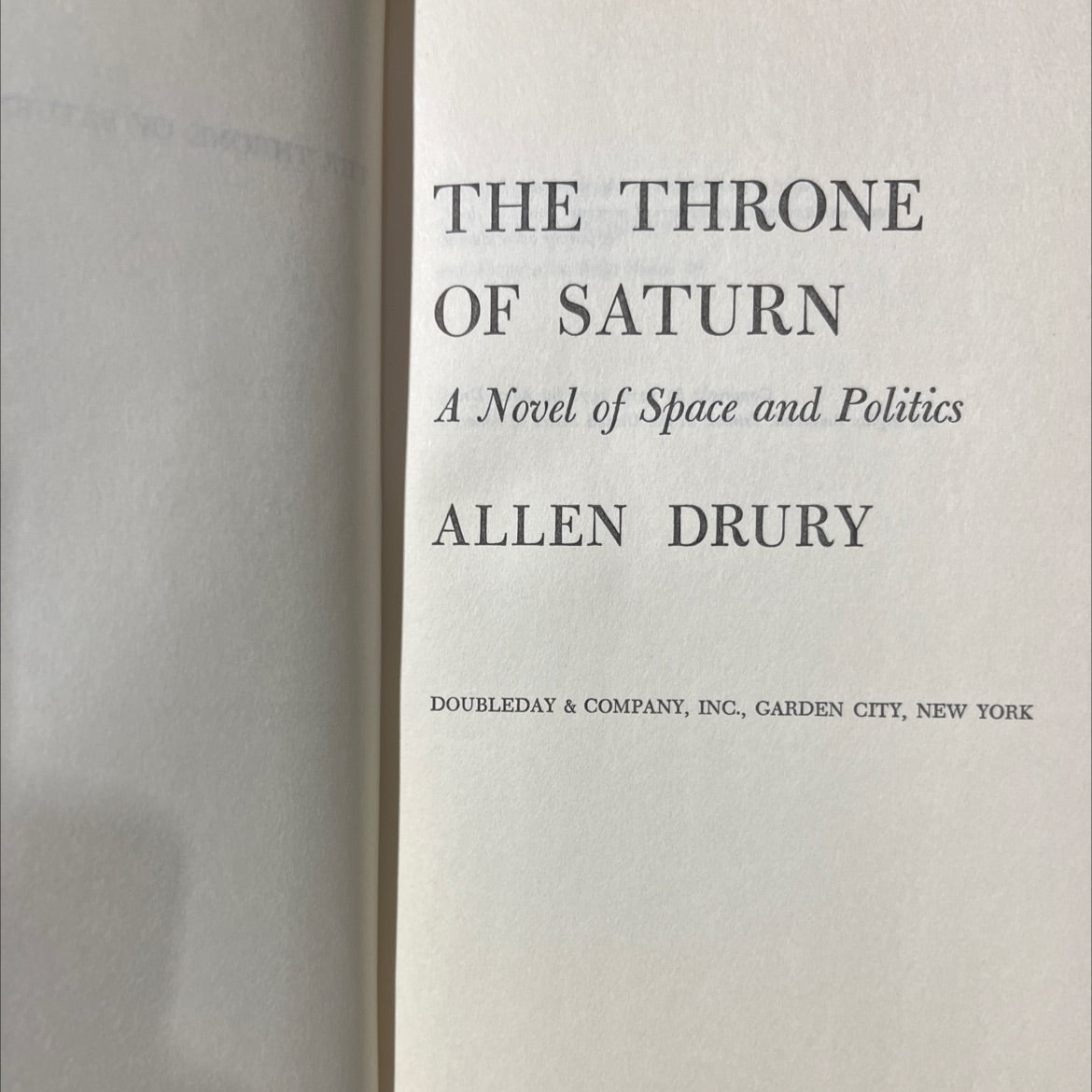 the throne of saturn book, by allen drury, 1971 Hardcover image 2