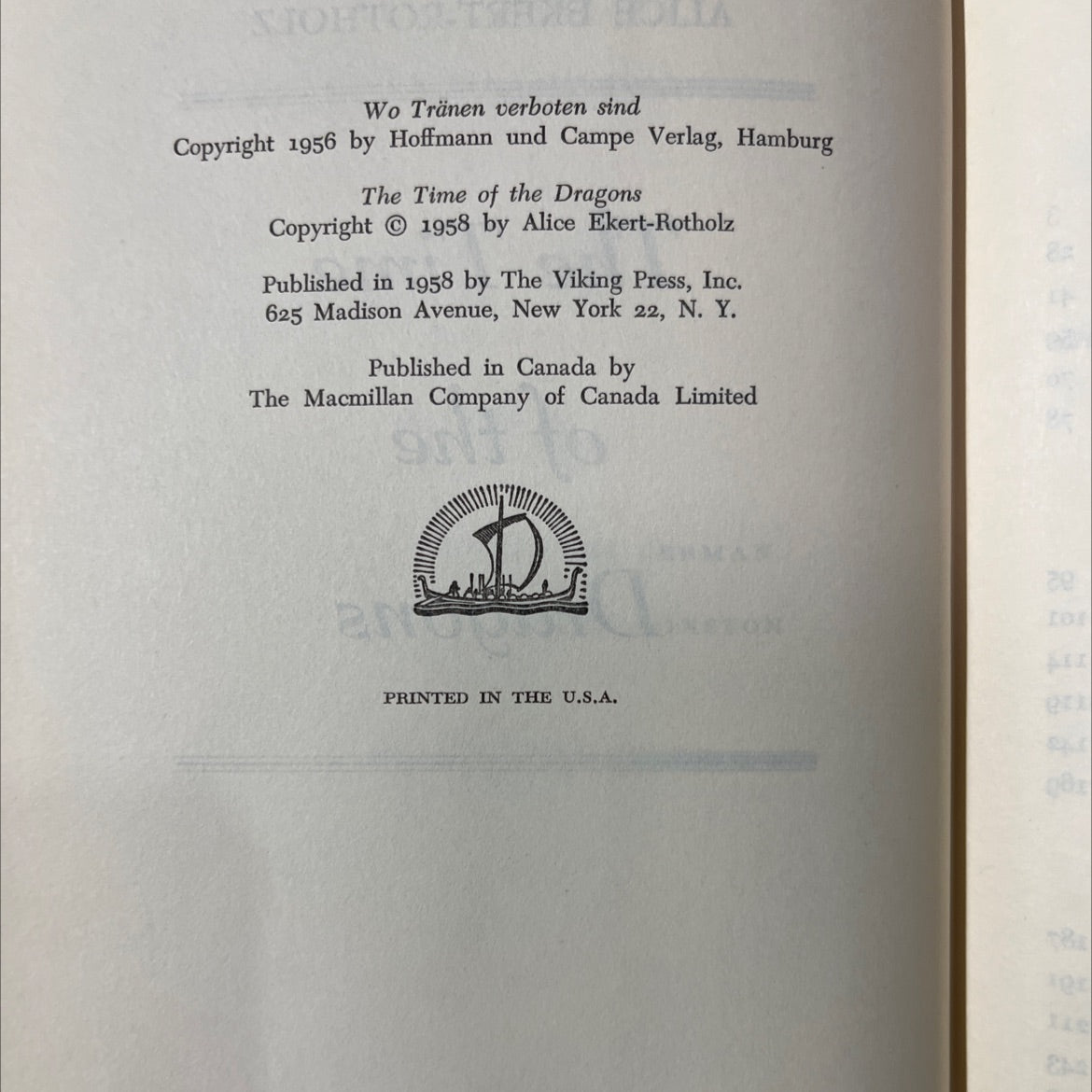 the time of the dragons book, by alice ekert-rotholz, 1958 Hardcover image 3