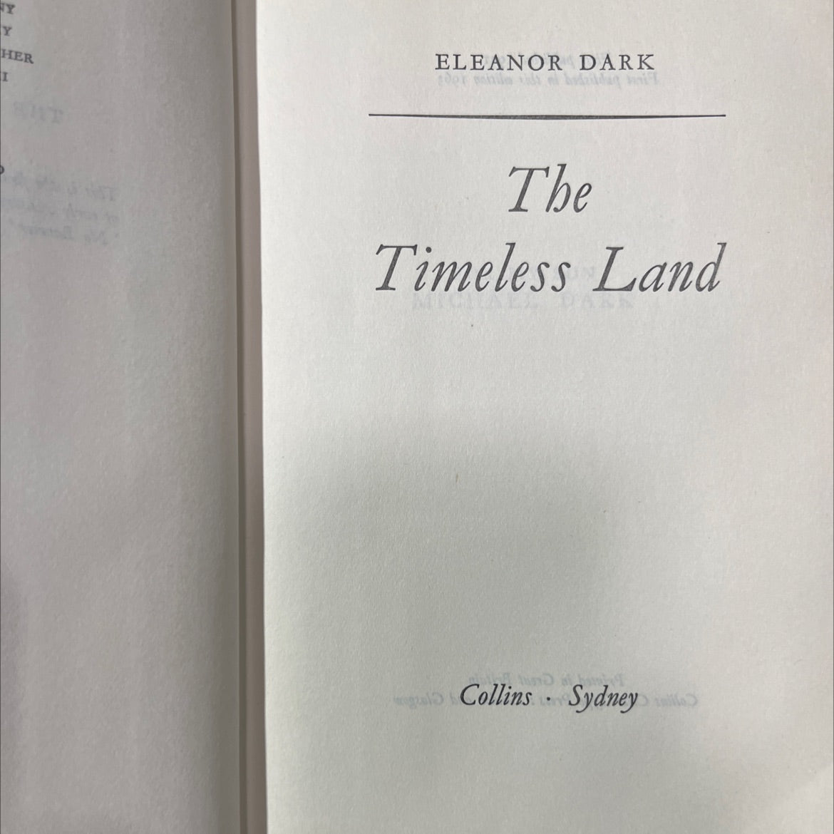the timeless land book, by eleanor dark, 1963 Hardcover image 2
