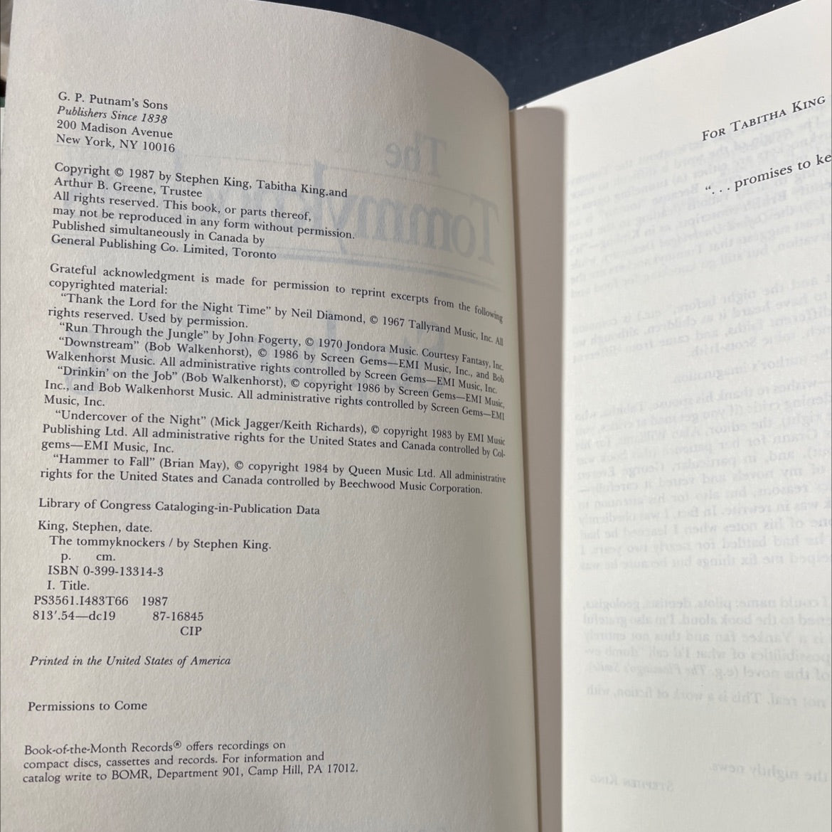 the tommyknockers book, by Stephen King, 1987 Hardcover image 3