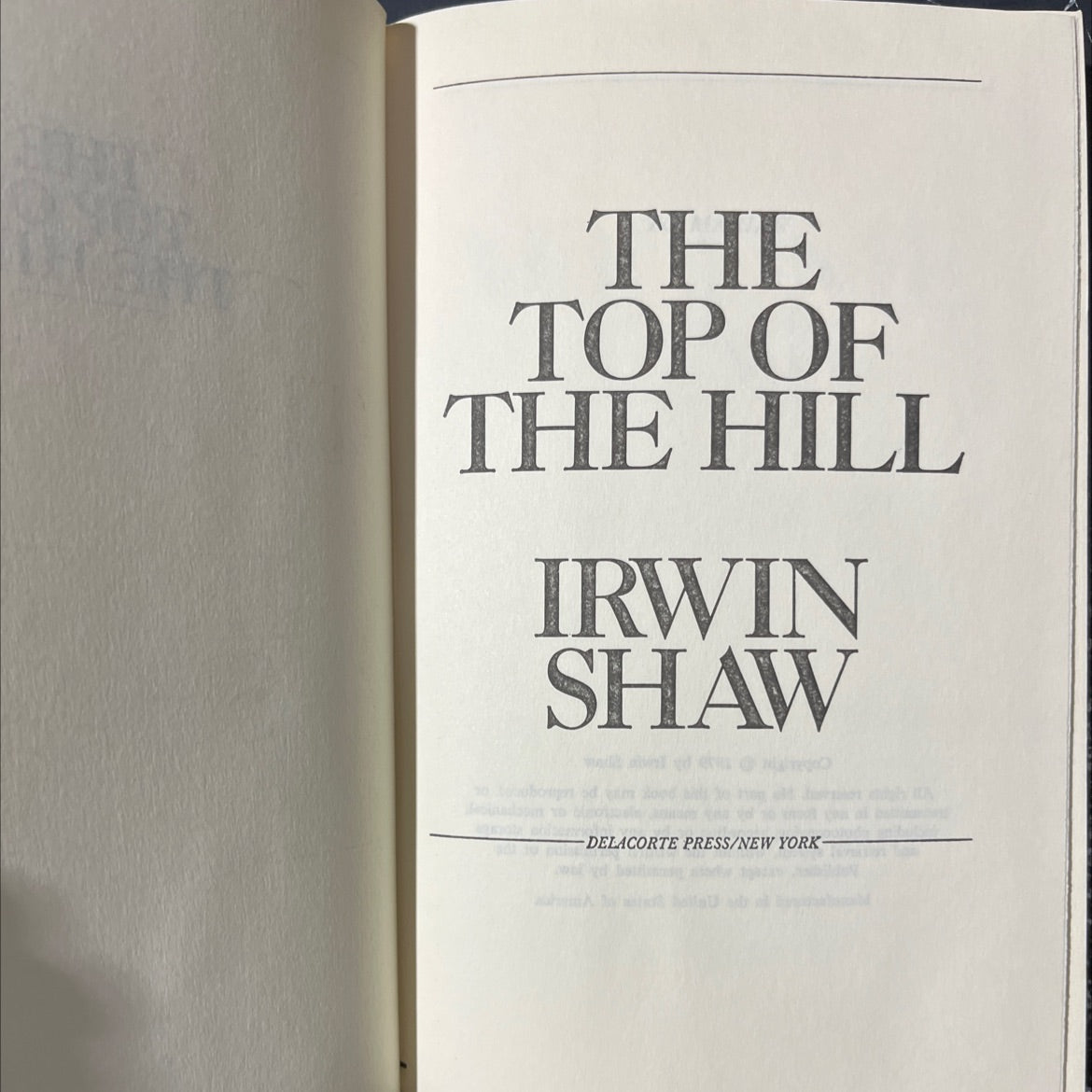 the top of the hill book, by irwin shaw, 1979 Hardcover image 2