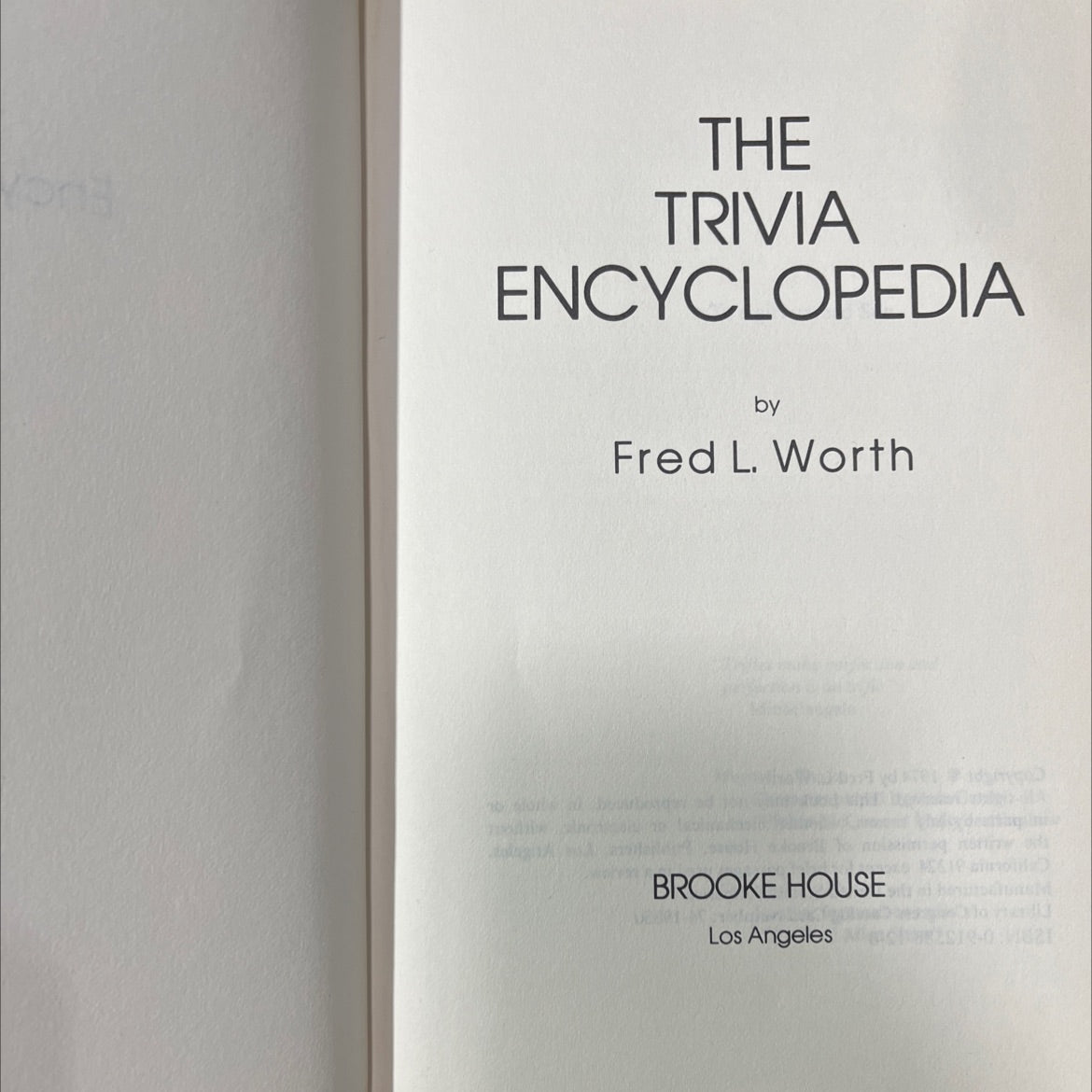 the trivia encyclopedia book, by Fred L. Worth, 1974 Hardcover image 2