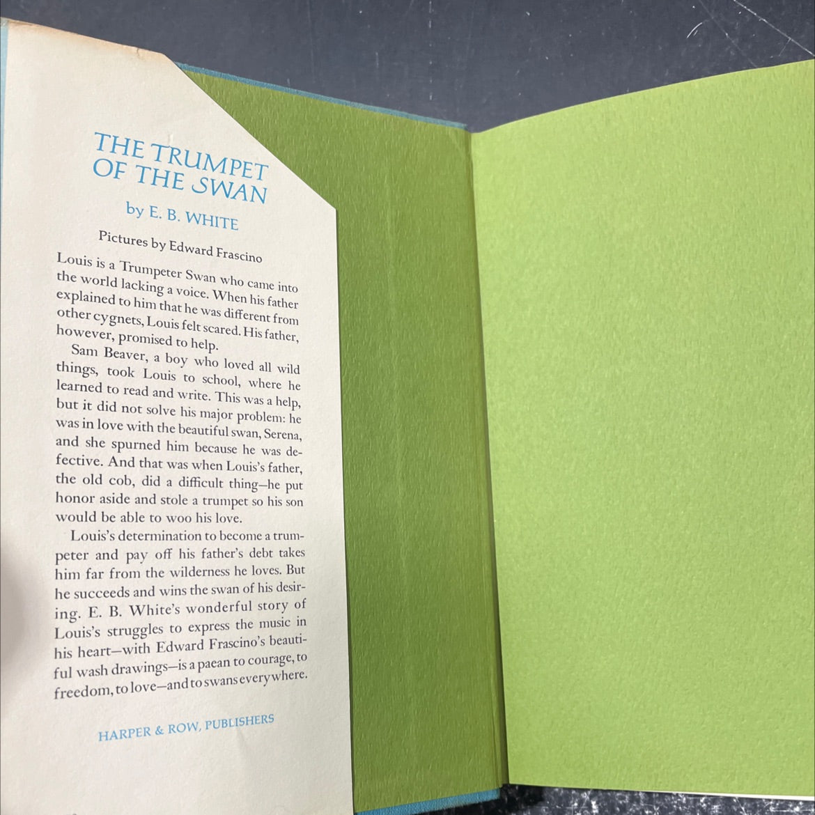 the trumpet of the swan book, by e. b. white, 1970 Hardcover image 4