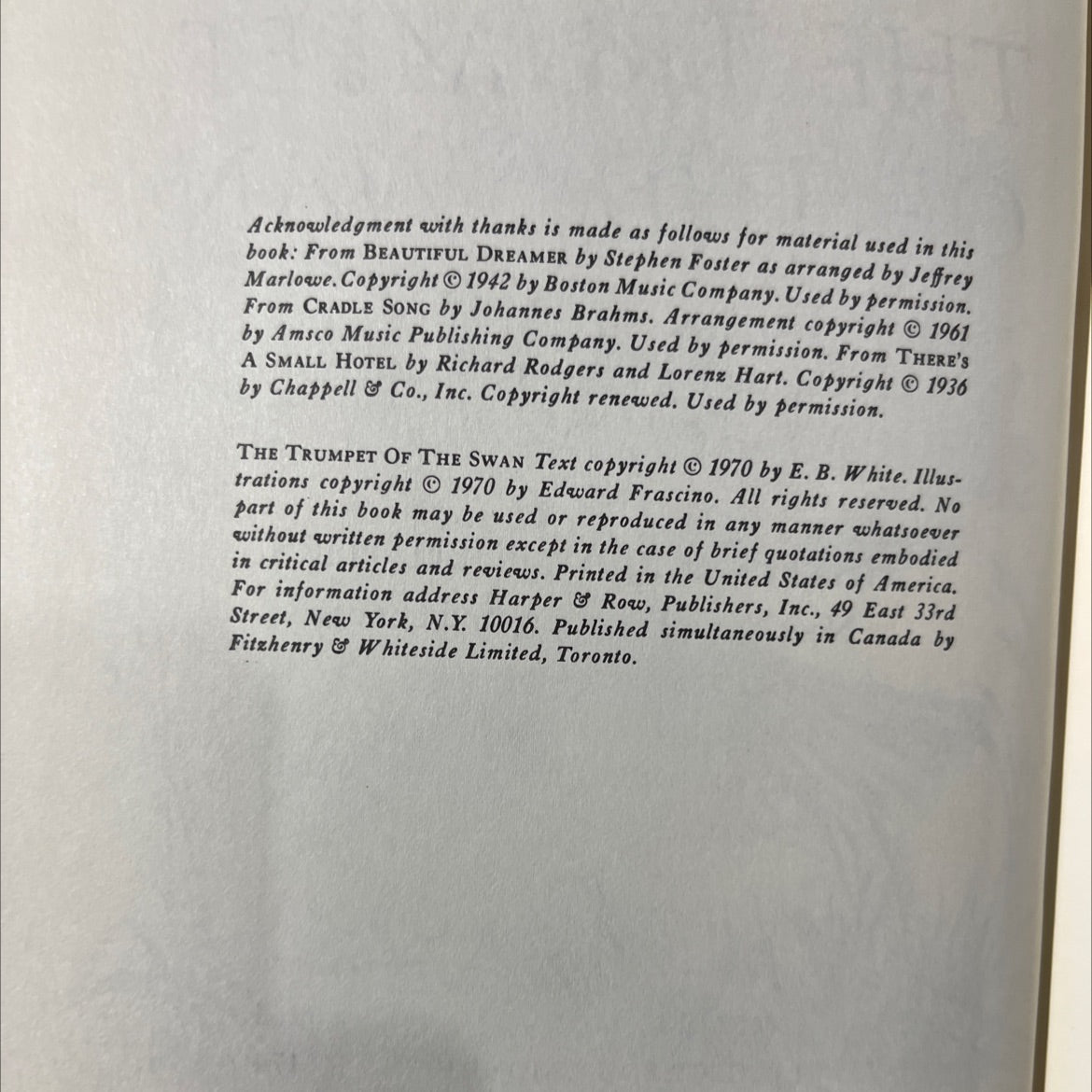 the trumpet of the swan book, by E. B. White, 1970 Hardcover image 3