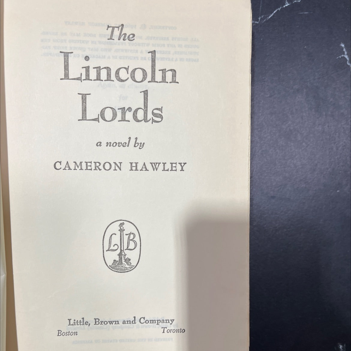 the tuottw mo lincoln lords book, by cameron hawley, 1960 Hardcover image 2