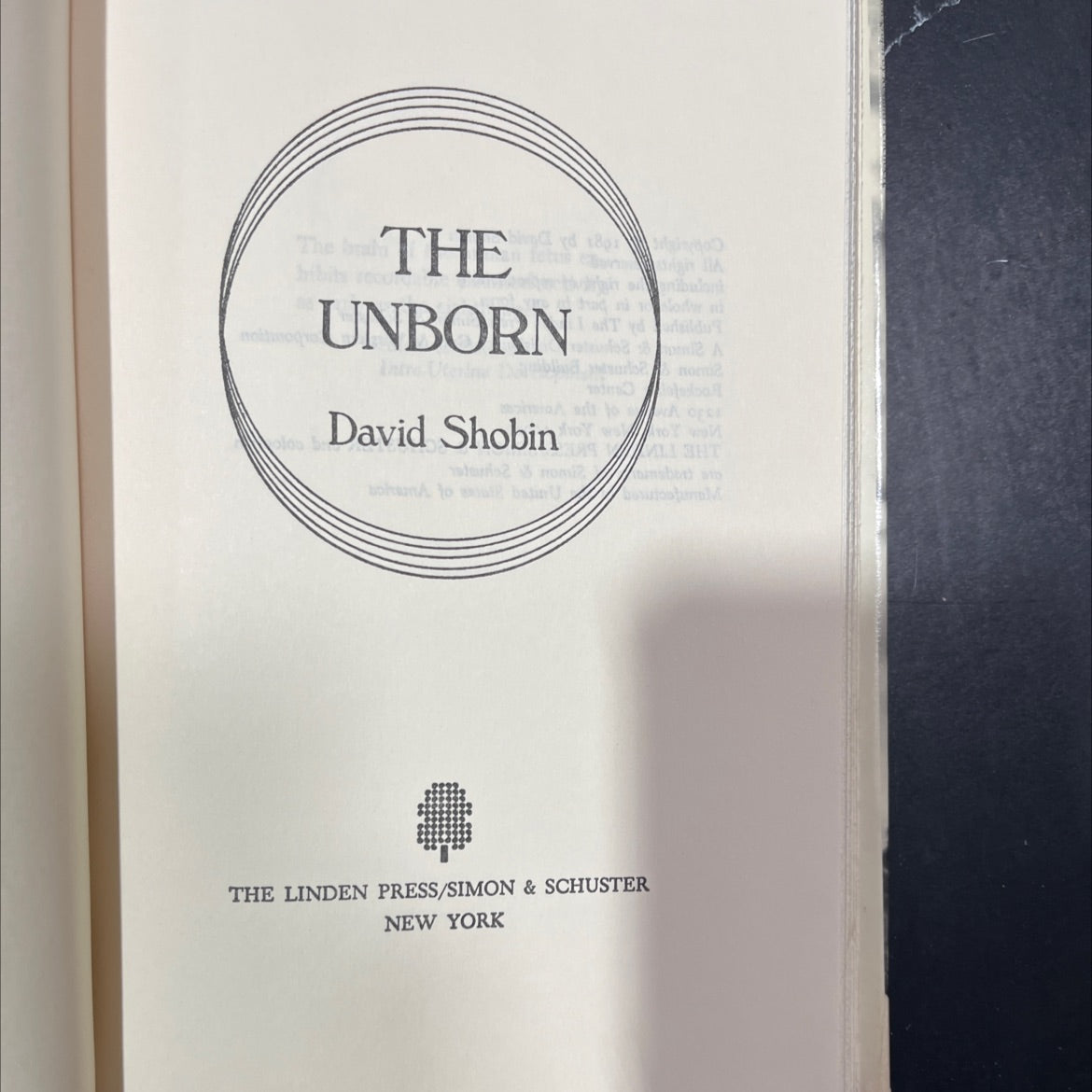 the unborn book, by David Shobin, 1981 Hardcover image 2