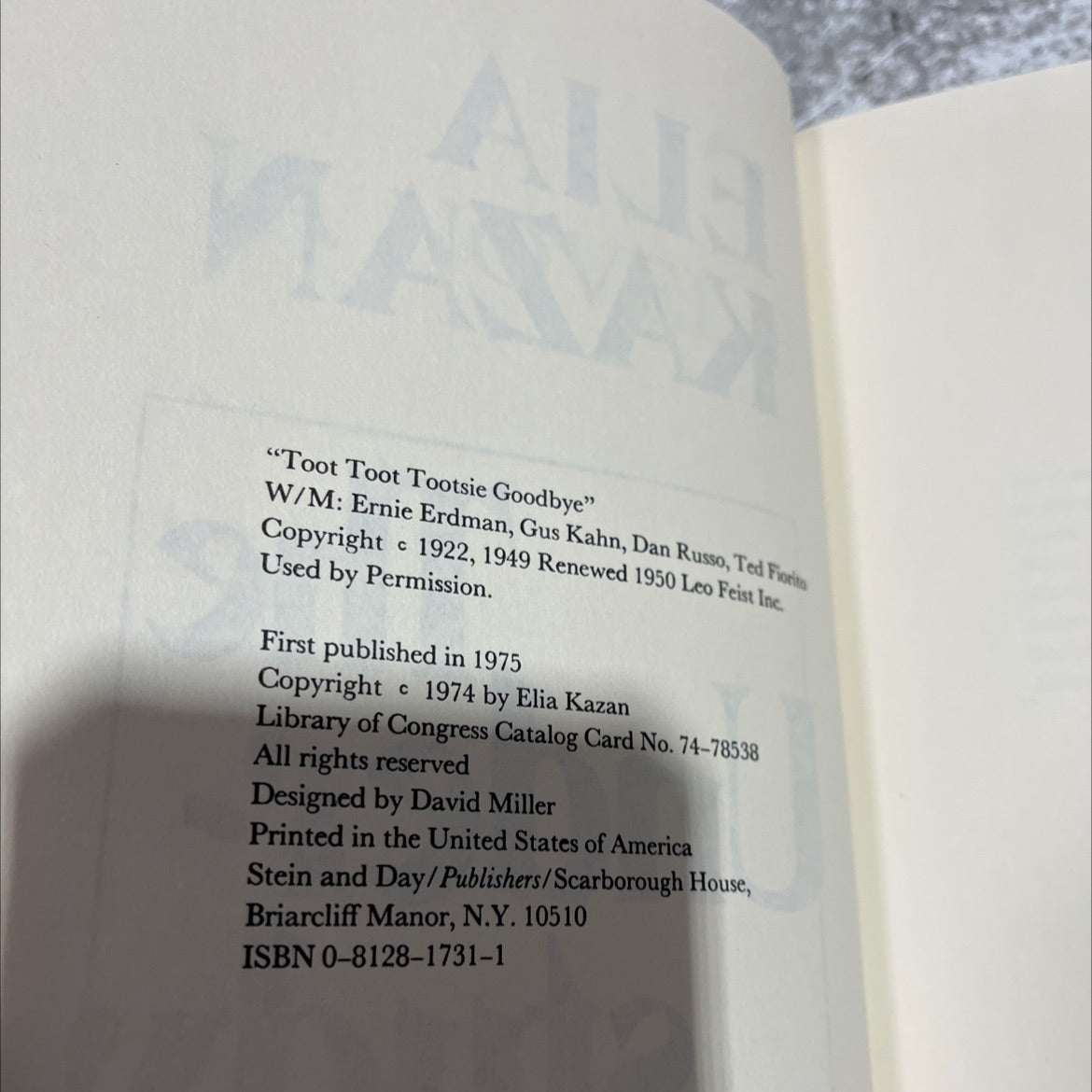 the under-study book, by Elia Kazan, 1975 Hardcover image 3