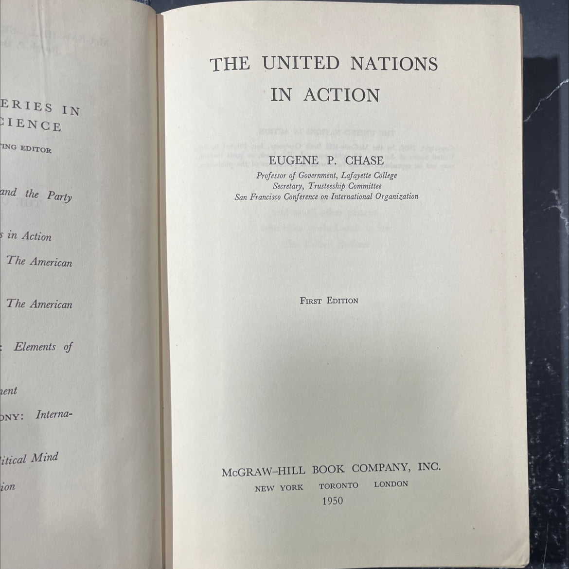 the united nations in action book, by eugene p. chase, 1950 Hardcover image 2