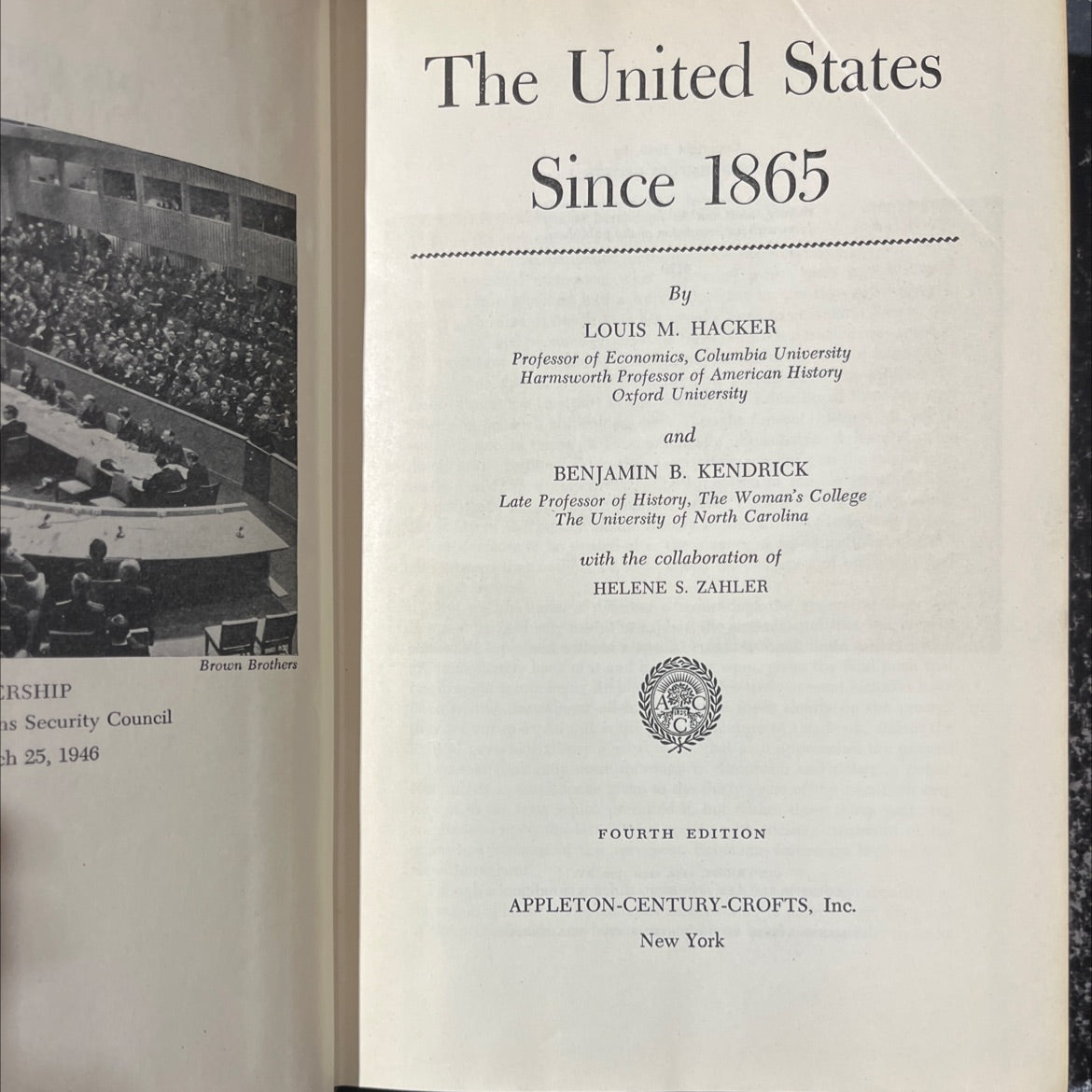the united states since 1865 book, by louis m. hacker, benjamin b. kendrick, 1949 Hardcover image 2