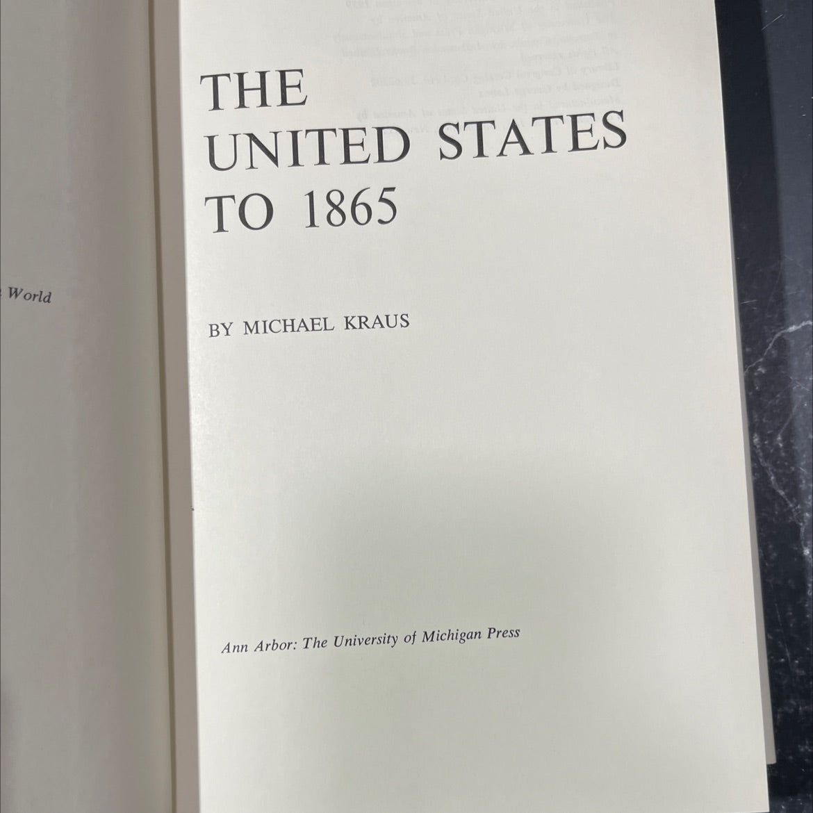 the united states to 1865 book, by michael kraus, 1959 Hardcover image 2