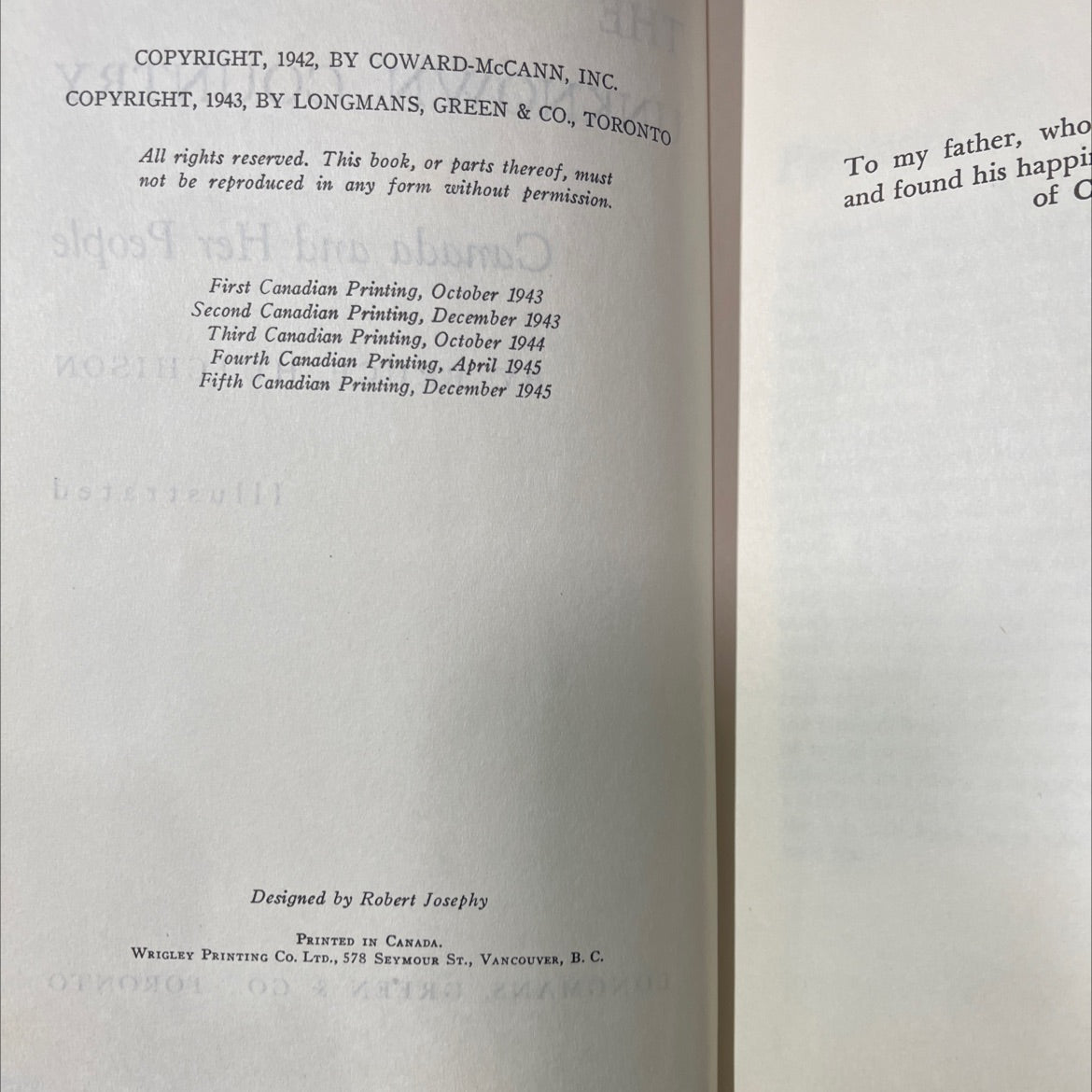 the unknown country canada and her people book, by bruce hutchison, 1943 Hardcover image 3