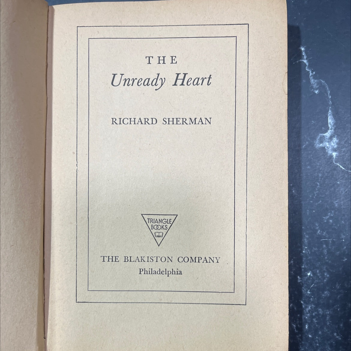 the unready heart book, by richard sherman, 1945 Hardcover image 2