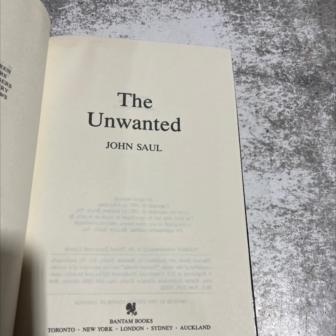 the unwanted book, by john saul, 1987 Hardcover image 2