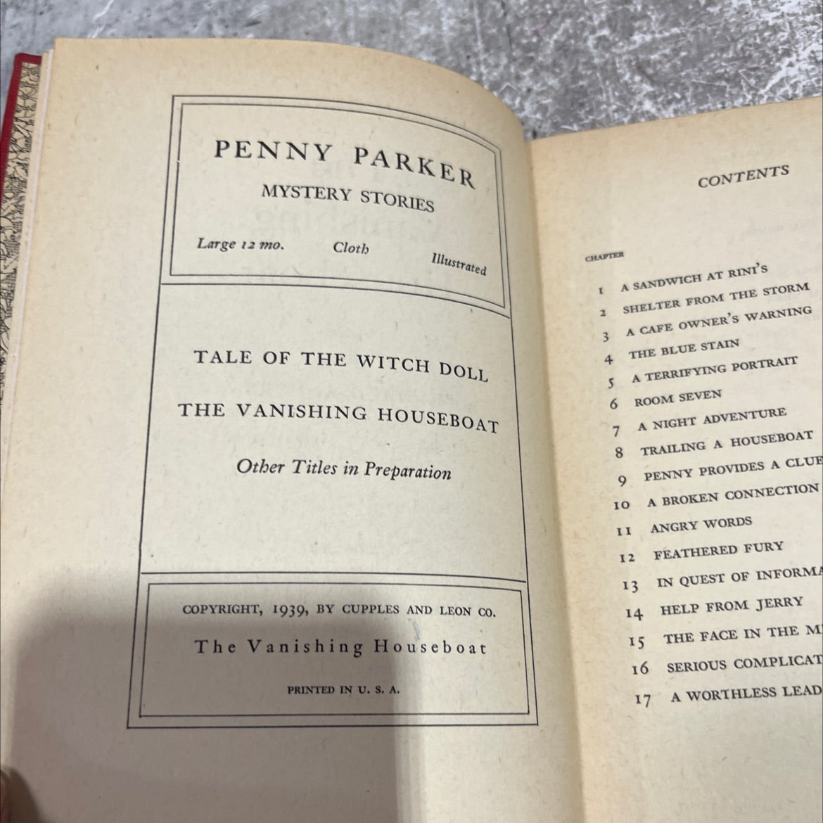 the vanishing houseboat book, by mildred a. wirt, 1939 Hardcover image 3