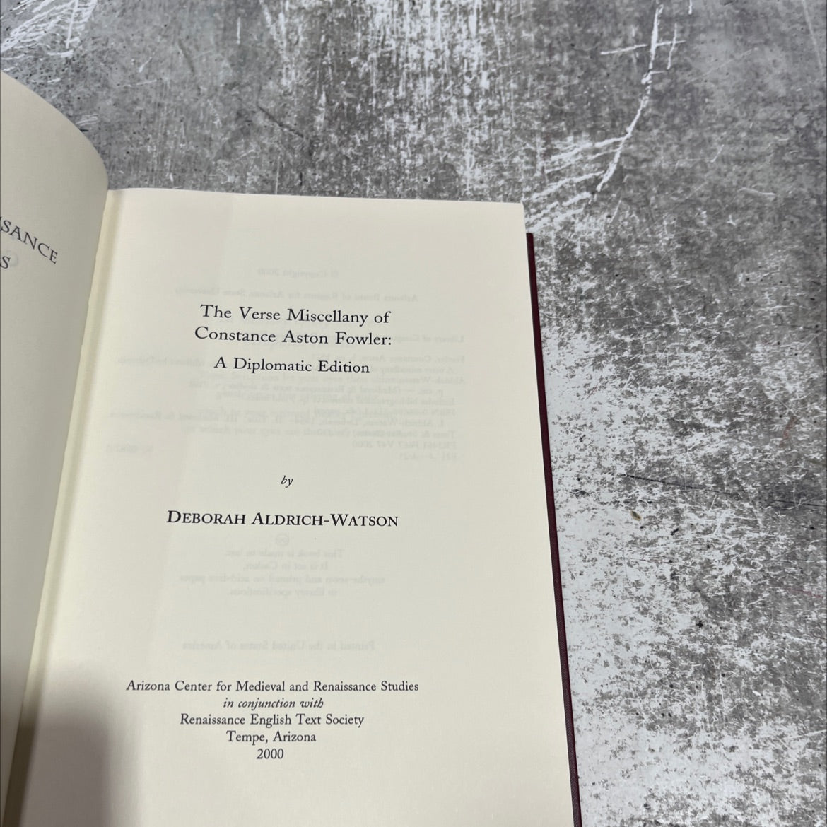 the verse miscellany of constance aston fowler a diplomatic edition book, by deborah aldrich-watson, 2000 Hardcover image 2