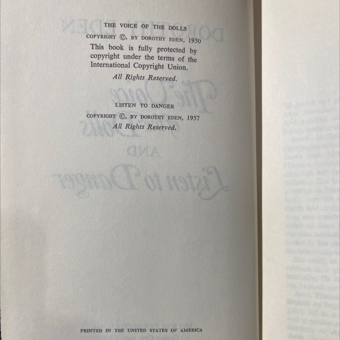 the voice of the dolls book, by dorothy eden, 1957 Hardcover image 3