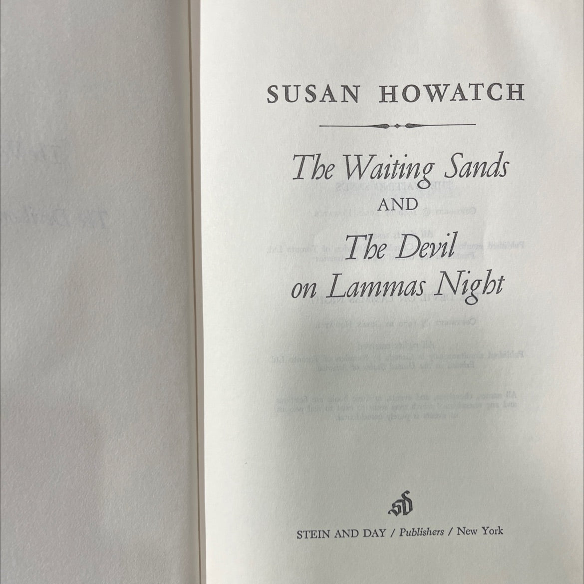 the waiting sands and the devil on lammas night book, by susan howatch, 1970 Hardcover image 2