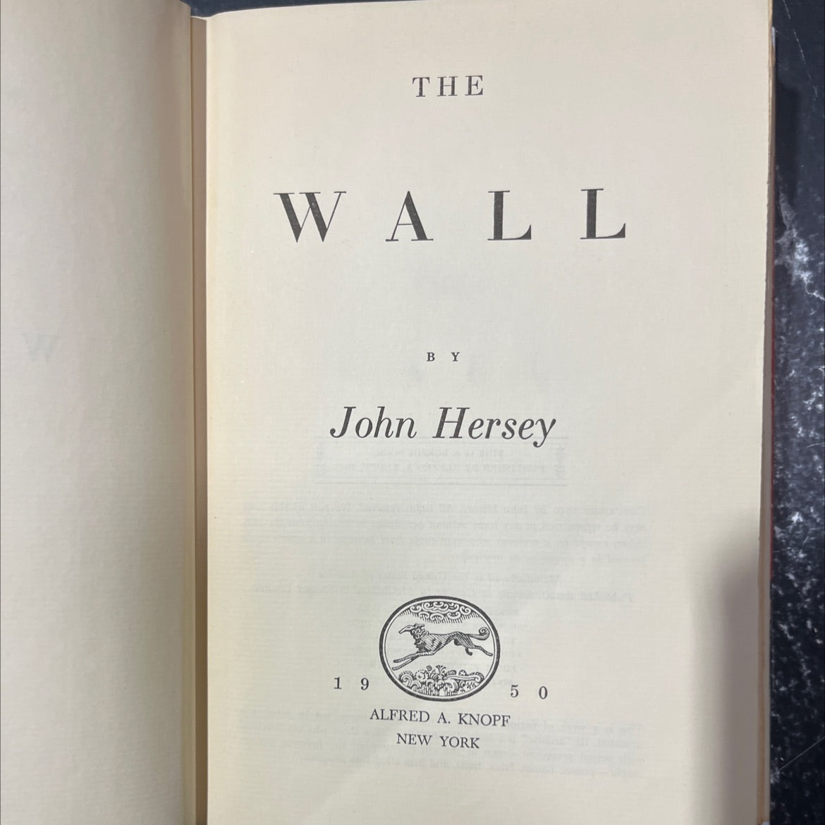 the wall book, by John Hersey, 1950 Hardcover image 2