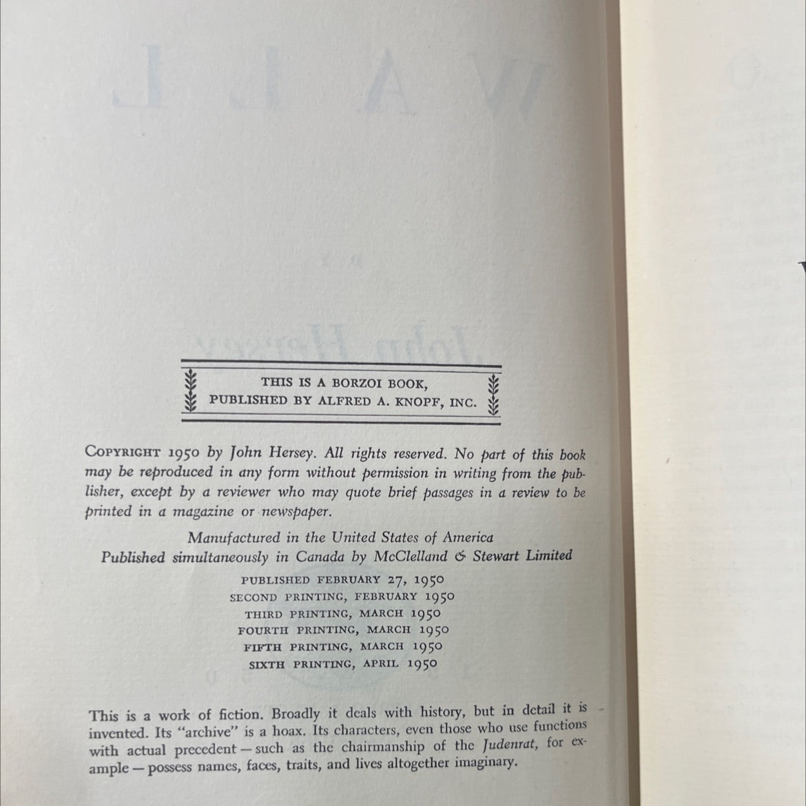 the wall book, by John Hersey, 1950 Hardcover image 3