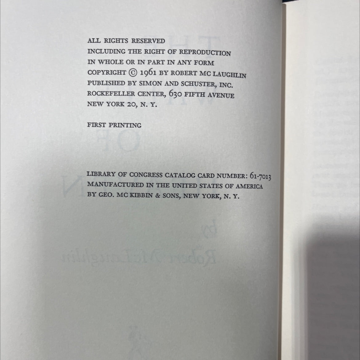 the walls of heaven book, by robert mclaughlin, 1961 Hardcover image 3