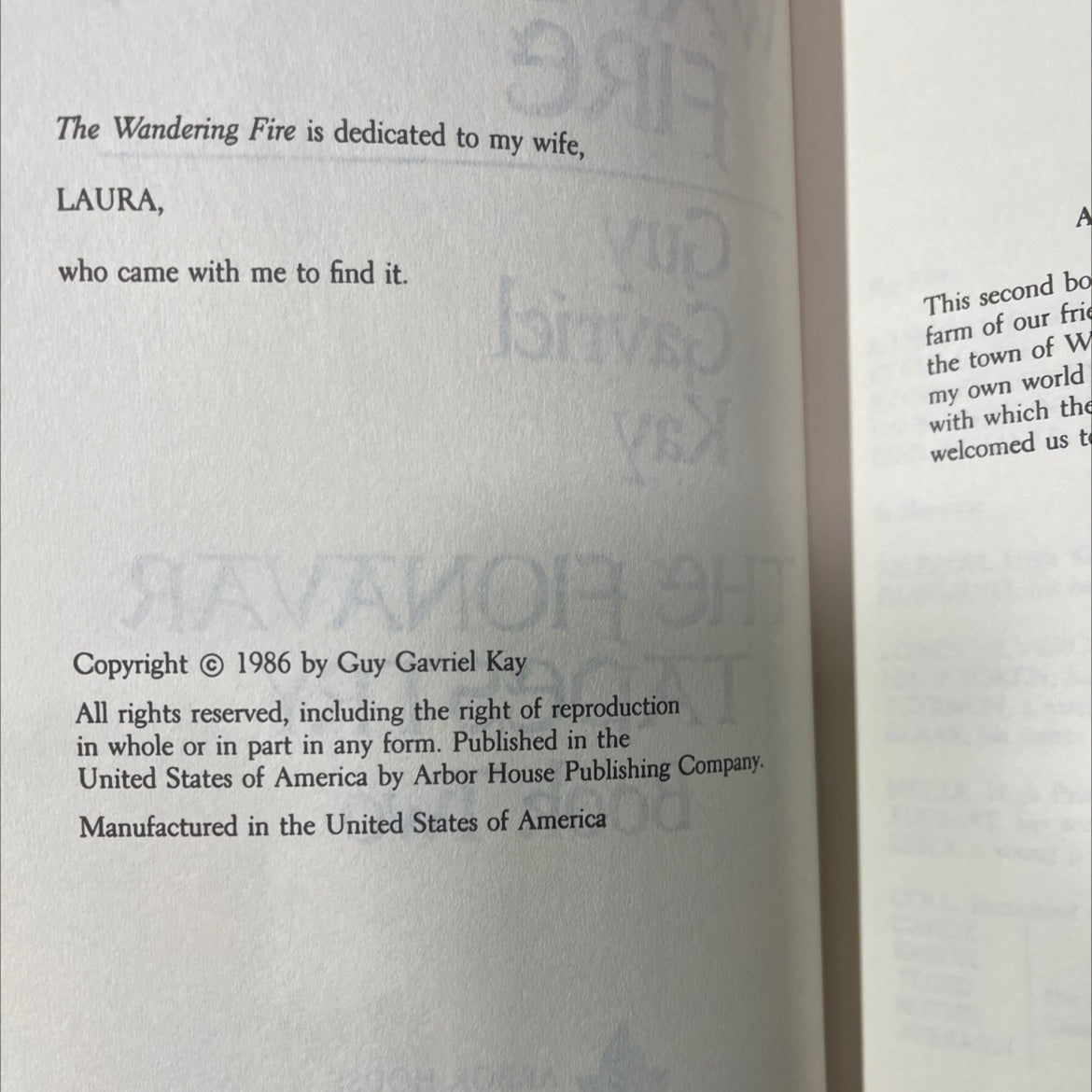 the wandering fire book, by Guy Gavriel Kay, 1986 Hardcover image 3