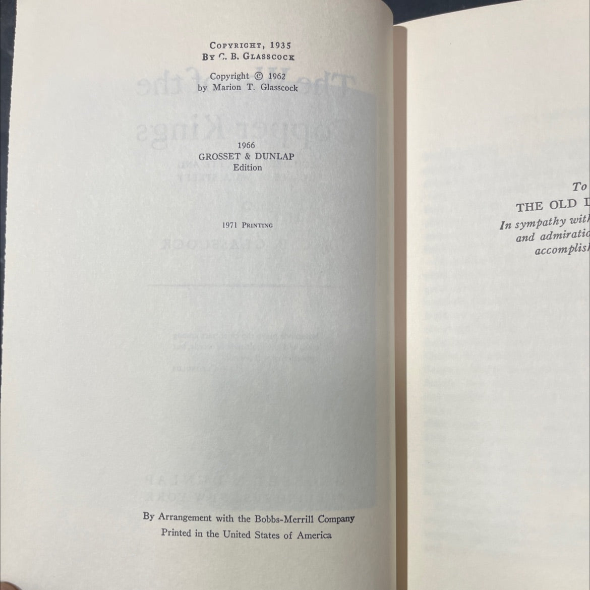 the war of the copper kings builders of butte and wolves of wall street book, by c. b. glasscock, 1971 Hardcover image 3