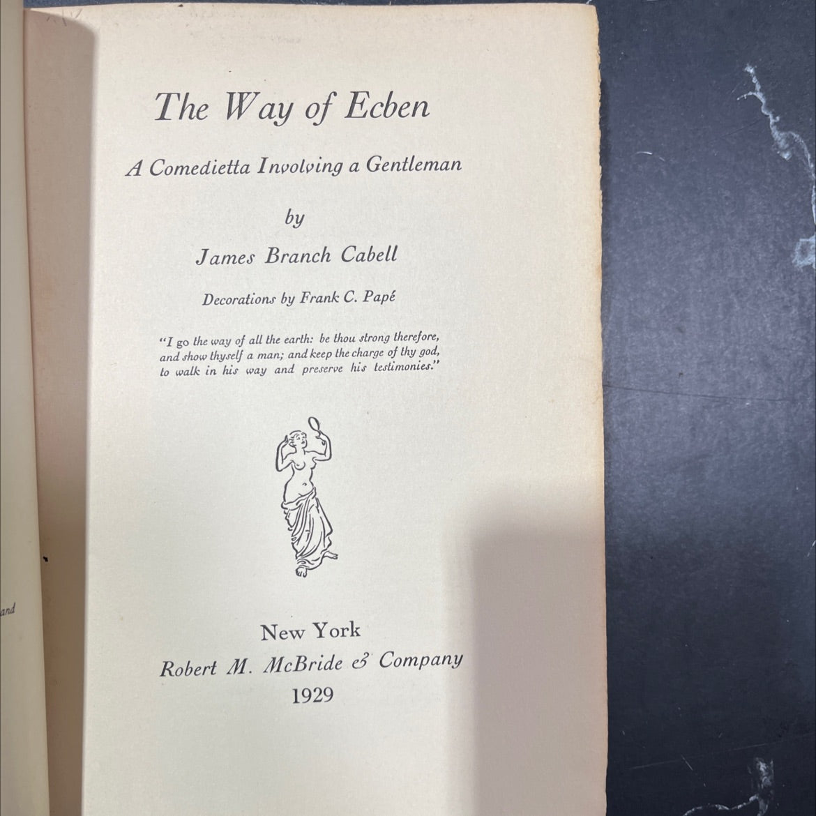 the way of ecben a comedietta involving a gentleman book, by james branch cabell, 1929 Hardcover image 2