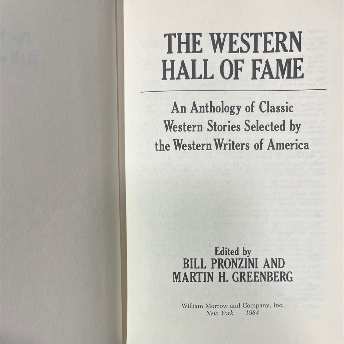 the western hall of fame book, by bill pronzini and martin h. greenberg, 1984 Hardcover image 2