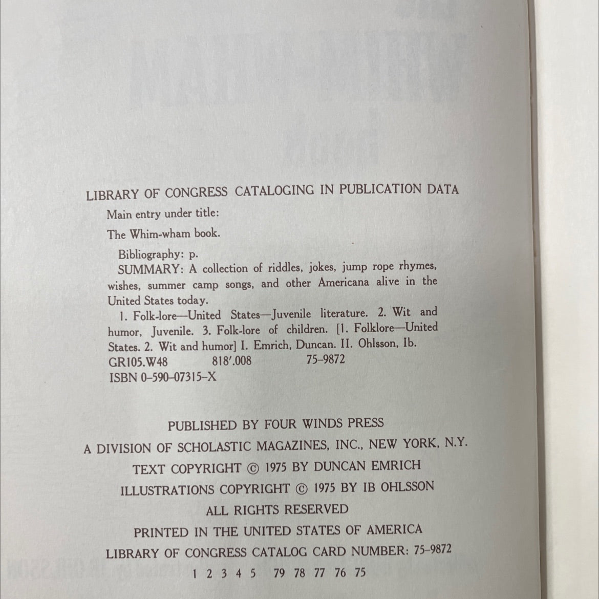 the whim-wham book book, by duncan emrich, 1975 Hardcover image 3