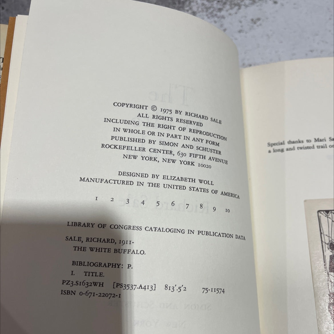 the white buffalo book, by richard sale, 1975 Hardcover image 3