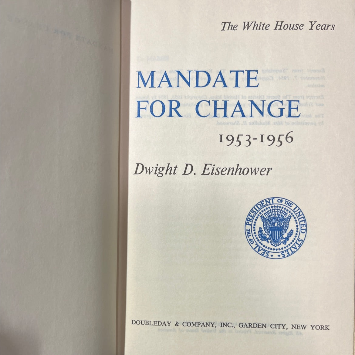 the white house years mandate for change 1953-1956 book, by dwight d. eisenhower, 1963 Hardcover image 2