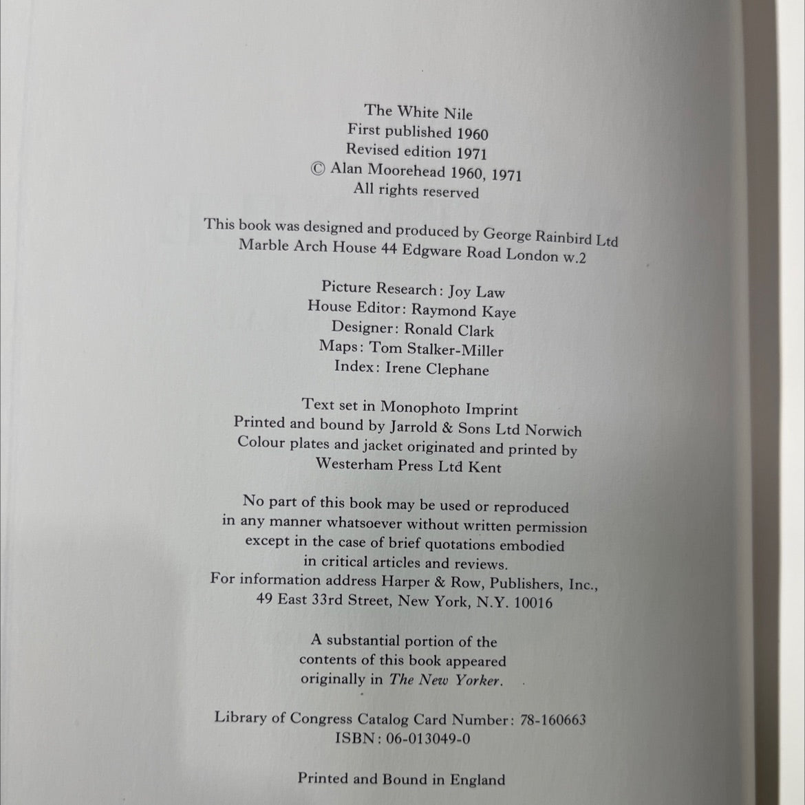 the white nile book, by alan moorehead, 1971 Hardcover image 3