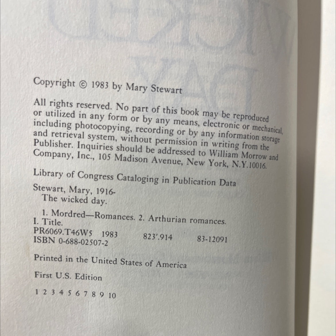 the wicked day book, by Mary Stewart, 1983 Hardcover image 3