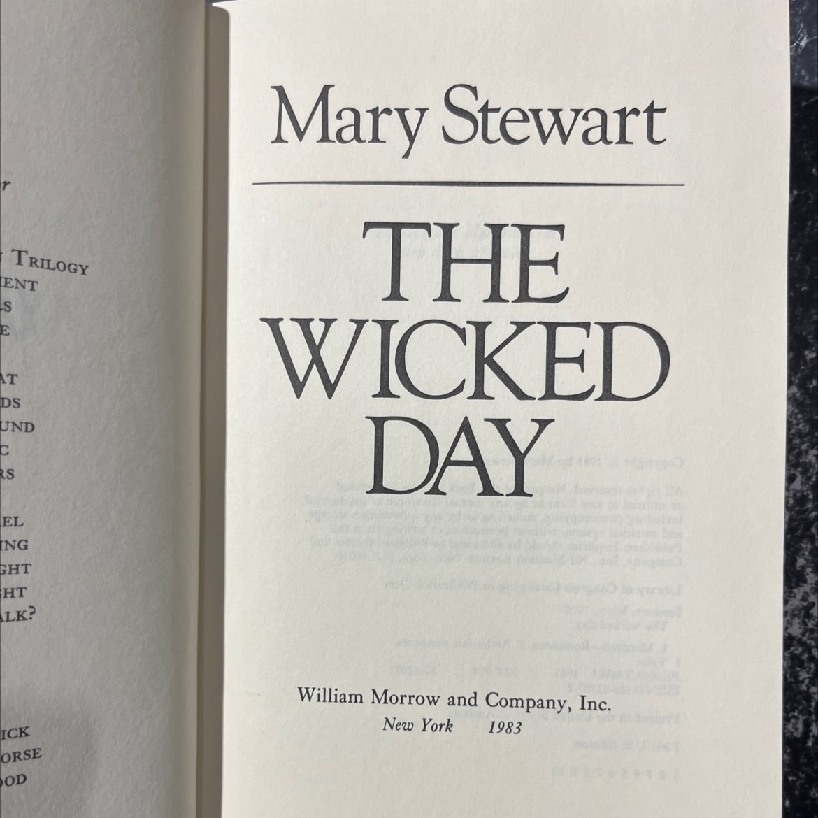 the wicked day book, by Mary Stewart, 1983 Hardcover image 2