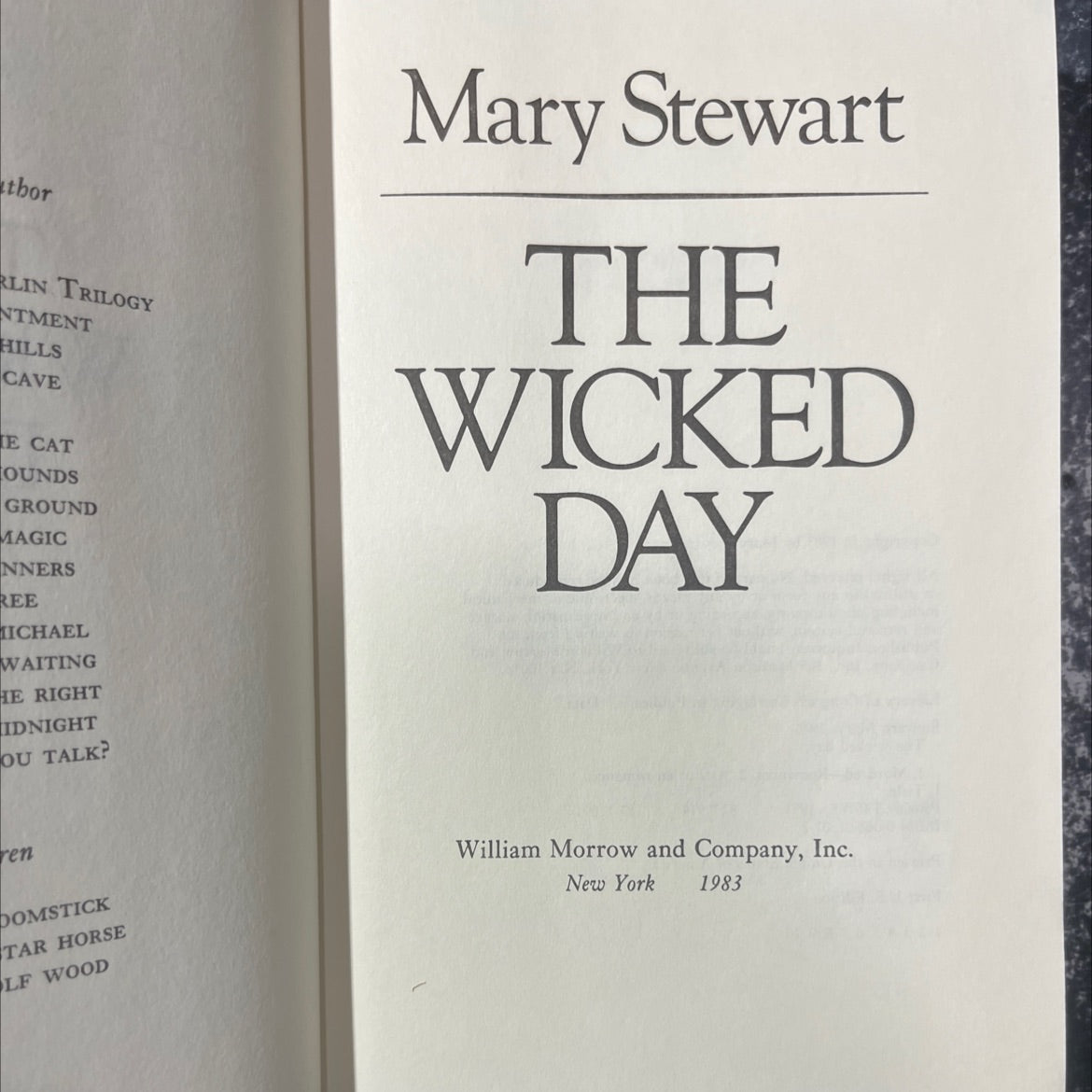 the wicked day book, by Mary Stewart, 1983 Hardcover image 2