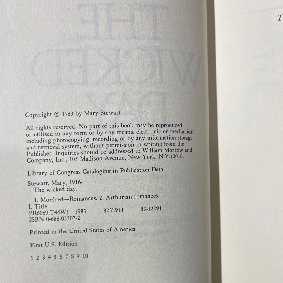 the wicked day book, by Mary Stewart, 1983 Hardcover image 3